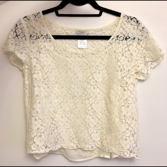 Talula Cropped Lace Shirt with Scoop Neck - Picture 1 of 7